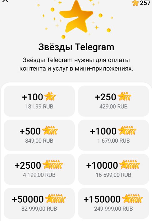 Buying Telegram Stars for service payment